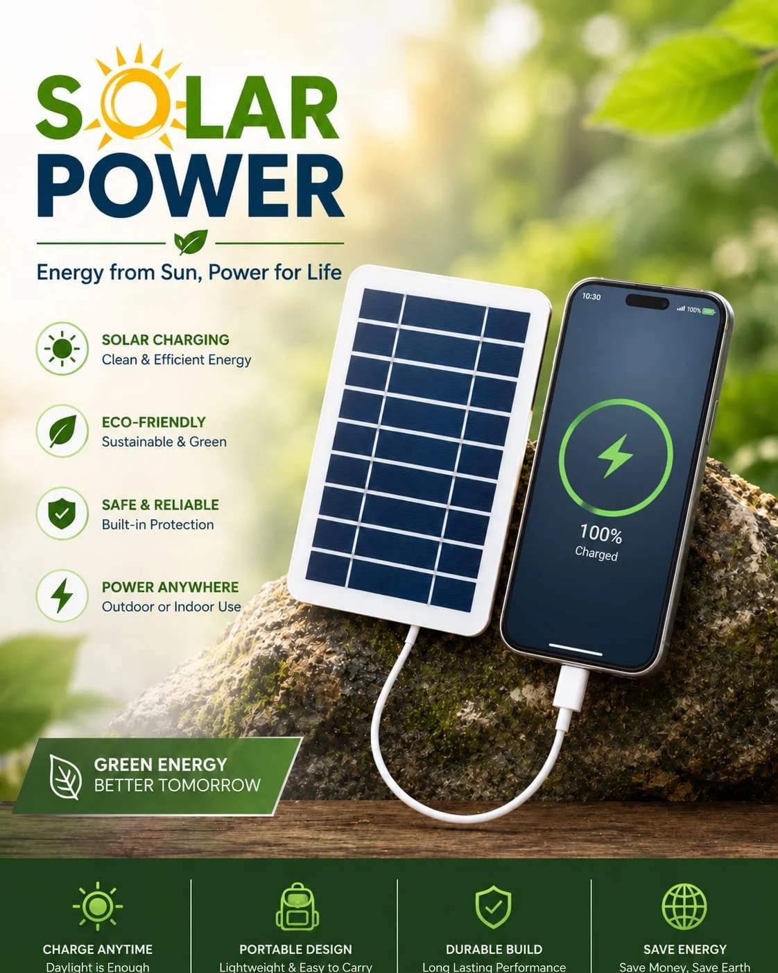 ☀️SolarCharge – Portable Solar Phone Charger